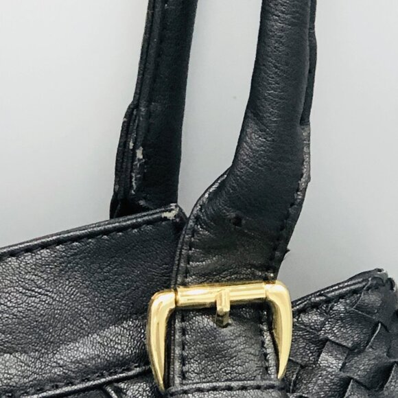 Gianni Bini hand bag tote weaved black gold buckle 5 pockets 12x14" READ - Picture 3 of 13